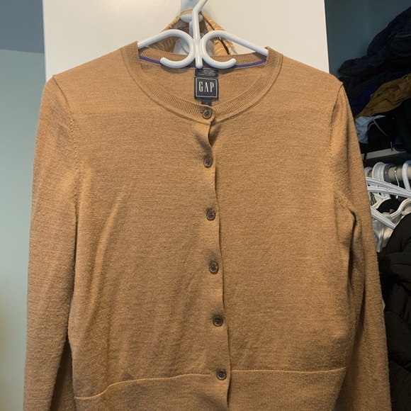 100 percent wool cardigan crop top brown button up down sweaters - Picture 2 of 3